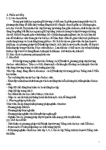 Sáng kiến kinh nghiệm Một số biện pháp dạy từ vựng Tiếng Anh ở Trường Tiểu học Nghĩa Thành