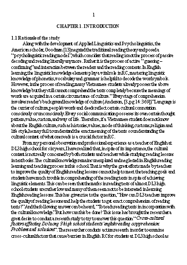 SKKN Cross - Cultural factors affecting Do luong 3 High School student's English reading copprehension. Problems and solusions