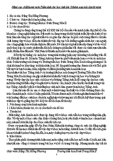 SKKN Nâng cao chất lượng môn Tiếng Anh cho học sinh Lớp 3 thông qua việc dạy từ vựng tại Trường Tiểu học Đinh Trang Hòa II