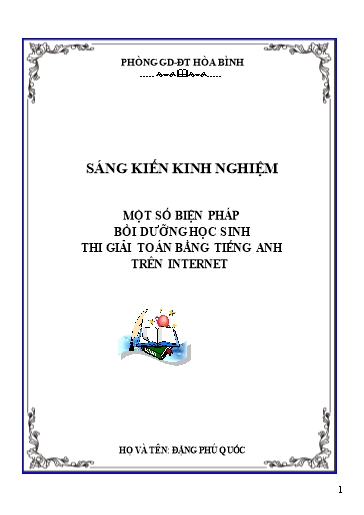 Sáng kiến kinh nghiệm Một số biện pháp bồi dưỡng học sinh thi giải toán bằng Tiếng Anh trên Internet