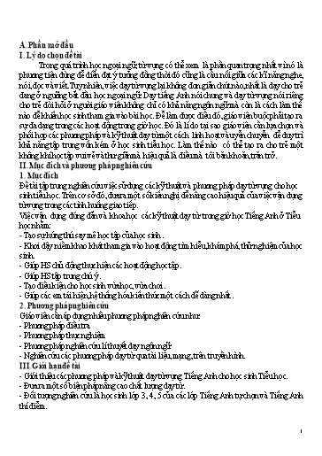 Sáng kiến kinh nghiệm Một số biện pháp dạy từ vựng Tiếng Anh ở Tiểu học Sáng kiến kinh nghiệm Một số biện pháp dạy từ vựng Tiếng Anh ở Tiểu học