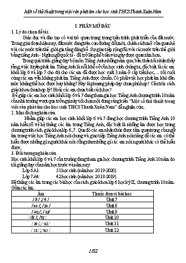 Sáng kiến kinh nghiệm Một số thủ thuật trong việc rèn phát âm cho học sinh THCS Thanh Xuân Nam