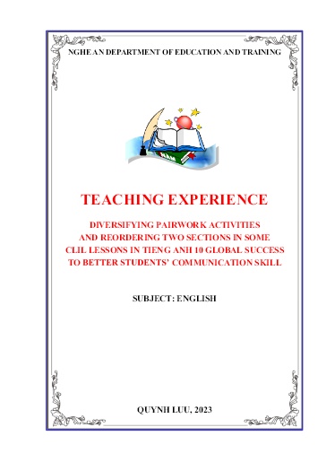 SKKN Diversifying pairwork activities and reordering two sections in some clil lessons in Tieng Anh 10 global success to better students’ communication skill