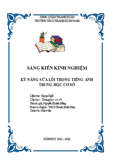 SKKN Kỹ năng sửa lỗi trong Tiếng Anh tại Trường THCS Thanh Xuân Nam