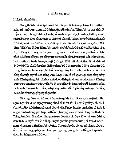 SKKN Một số giải pháp giúp học sinh Tiểu học nắm vững từ vựng trong dạy học Tiếng Anh