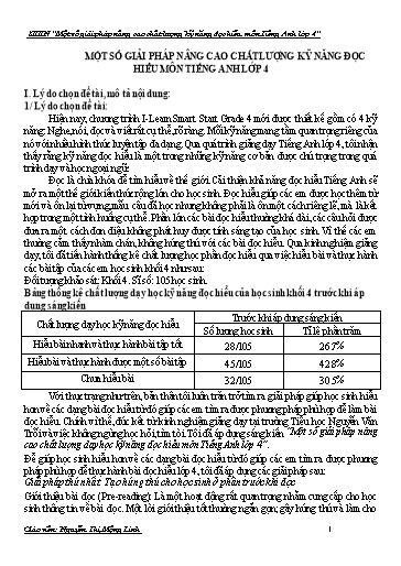 SKKN Một số giải pháp nâng cao chất lượng kỹ năng đọc hiểu môn Tiếng Anh Lớp 4