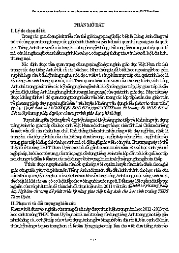 SKKN Một số phương pháp dạy Ngữ âm - Từ vựng để phát triển kỹ năng giao tiếp tiếng Anh cho học sinh Trường THPT Than Uyên
