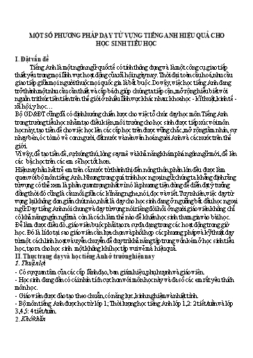 SKKN Một số phương pháp dạy từ vựng tiếng anh hiệu quả cho học sinh tiểu học SKKN Một số phương pháp dạy từ vựng tiếng anh hiệu quả cho học sinh tiểu học