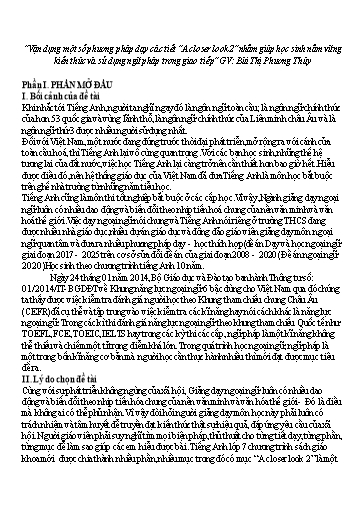 SKKN Vận dụng một số phương pháp dạy các tiết “A closer look 2” nhằm giúp học sinh nắm vững kiến thức và sử dụng ngữ pháp trong giao tiếp